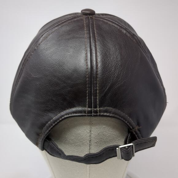 Fashion Style Baseball Cap Brown One Size Adjustable Faux Leather 6 Panel Blank - Picture 6 of 9